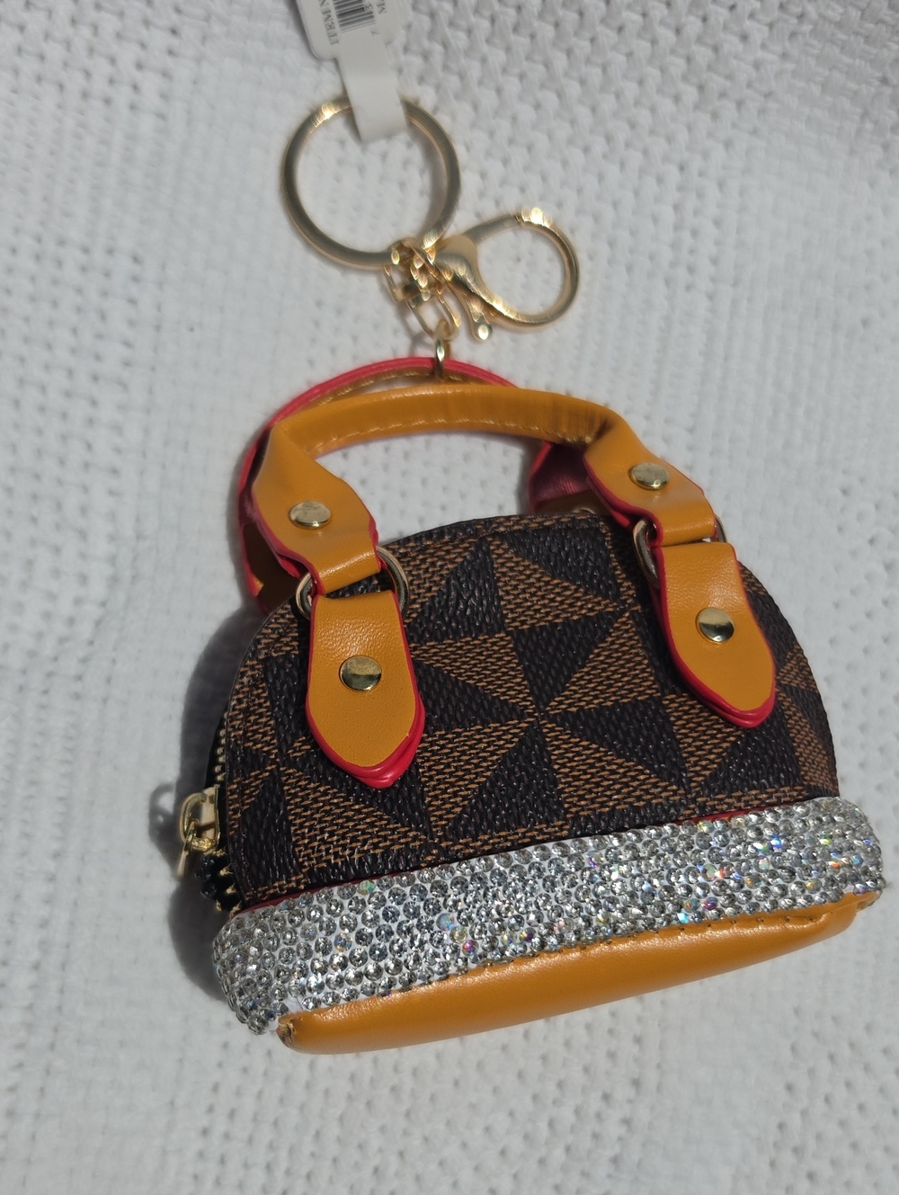 Geometric Keychain with Bag Charm